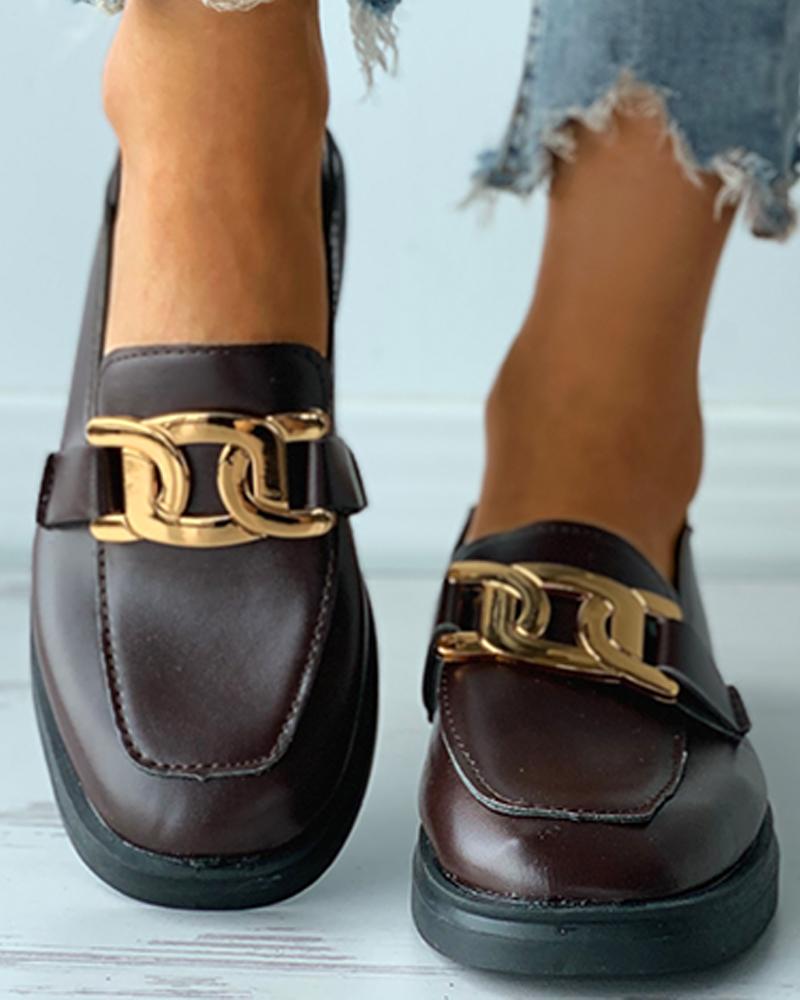 

Metal Decor Slip-on Flats, Brown