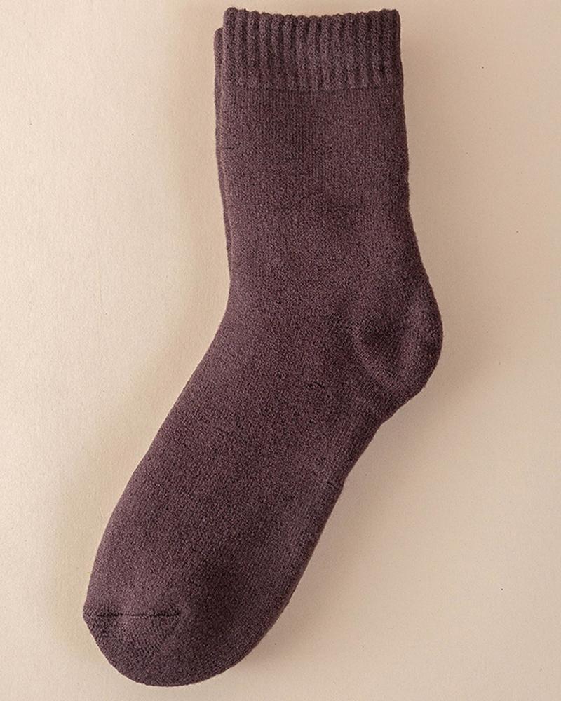 

1Pair Winter Fuzzy Thermal Crew Socks, Coffee