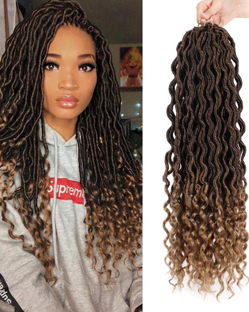 

18 Inches Goddess Faux Locs Crochet Curly Hair, Brown