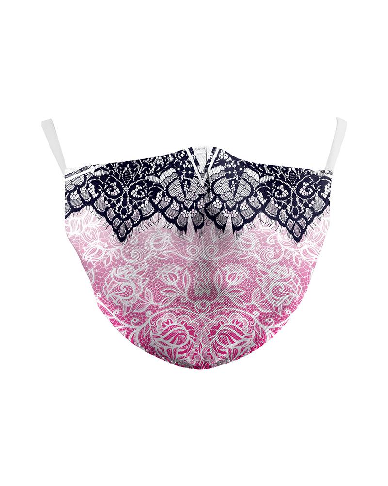 

Cartoon / Floral / Bell Print Breathable Face Mask, Hot pink