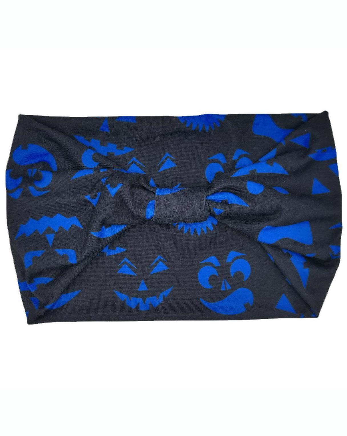 

Halloween Scary Face Wide Elastic Sports Yoga Headband, Blue