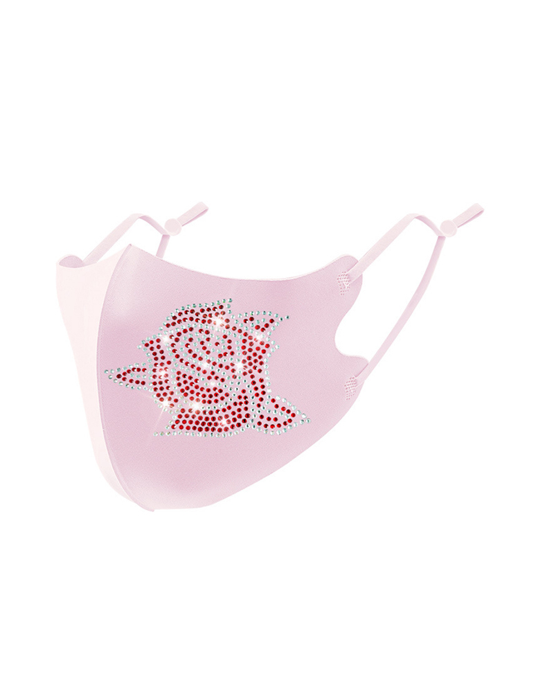 

Floral Pattern Studded Breathable Face Mask, Pink