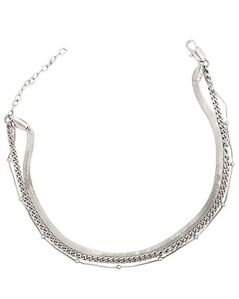 

1pcs Multi-layer Herringbone Minimalist Chain Anklet, Silver