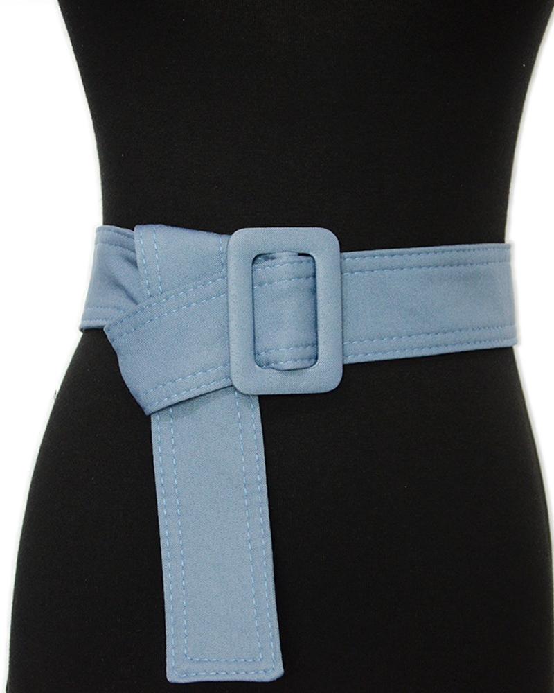 

1pc Knot Detail Buckled Wide Belt, Blue