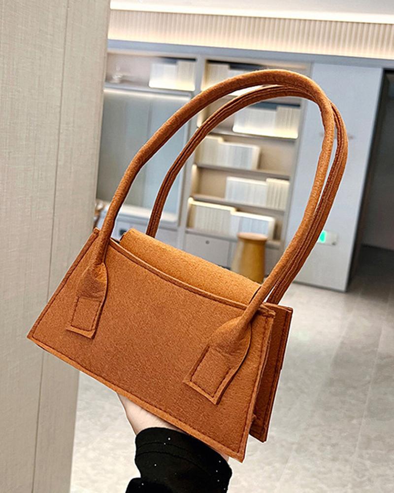 

Vintage Square Felt Shoulder Bag, Brown
