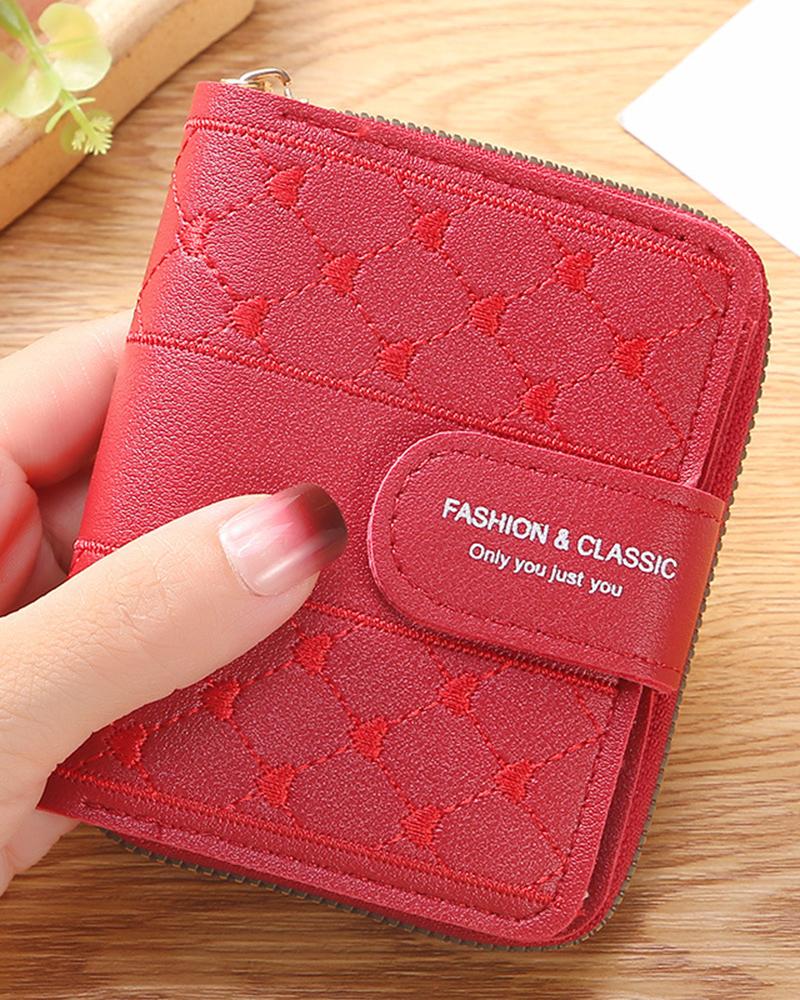 

Heart Embroidery Purse Clutch Organizer, Red