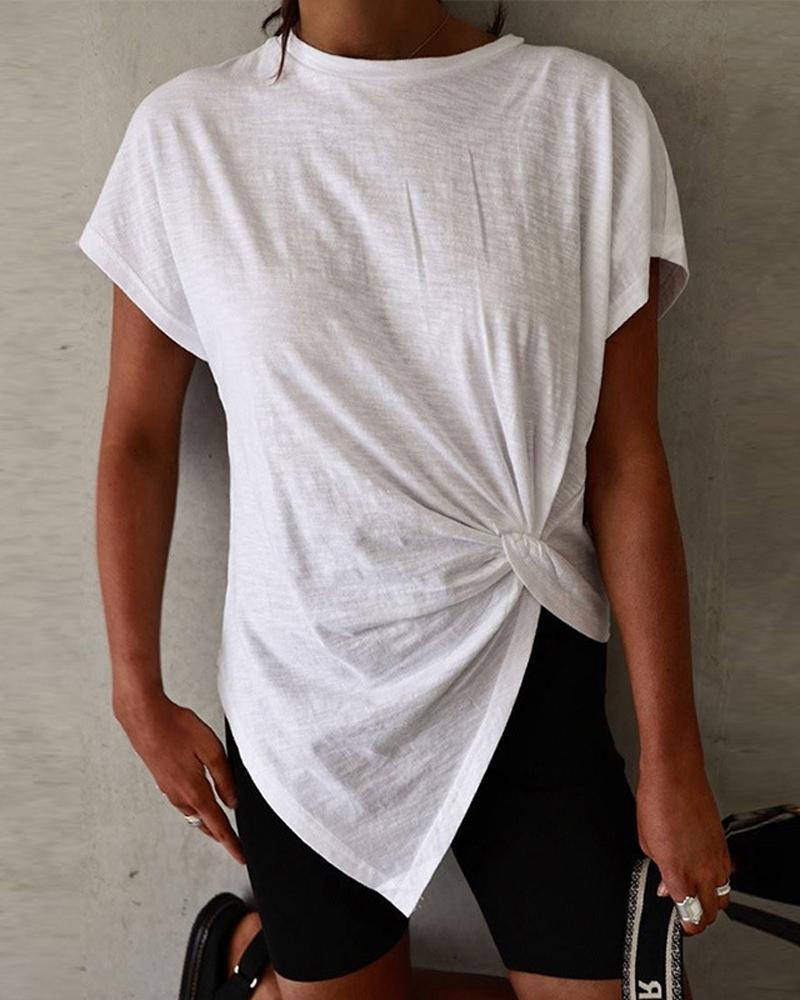 

Twist Design Short Sleeve T-shirt, White