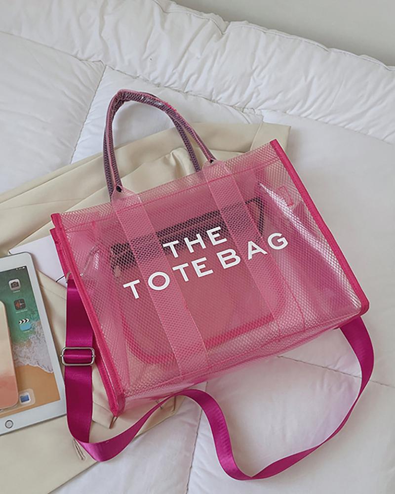 

Travel Versatile Transparent Shoulder Tote Bags, Hot pink