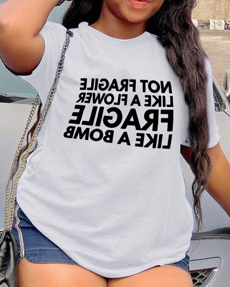 

Letter Print Short Sleeve T-shirt, White