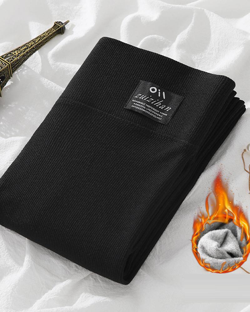 

High Waist Thermal Fleece Lined Leggings, Black
