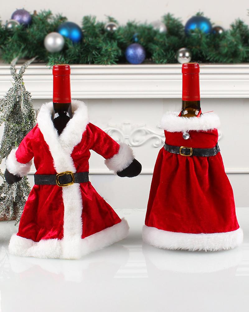 

Christmas Fuzzy Santa Coat Wine Bottle Decoration, Style1