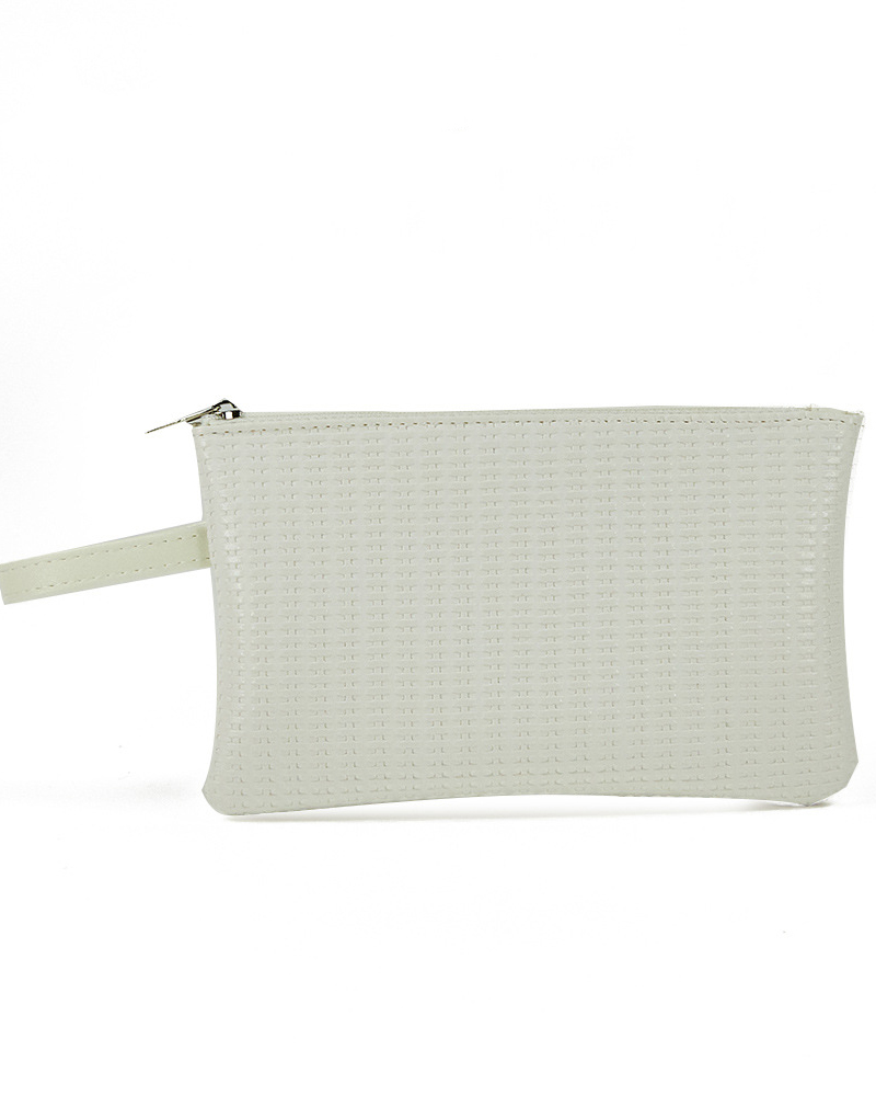 

Square Zipper Decor Functional Makeup Bag, White
