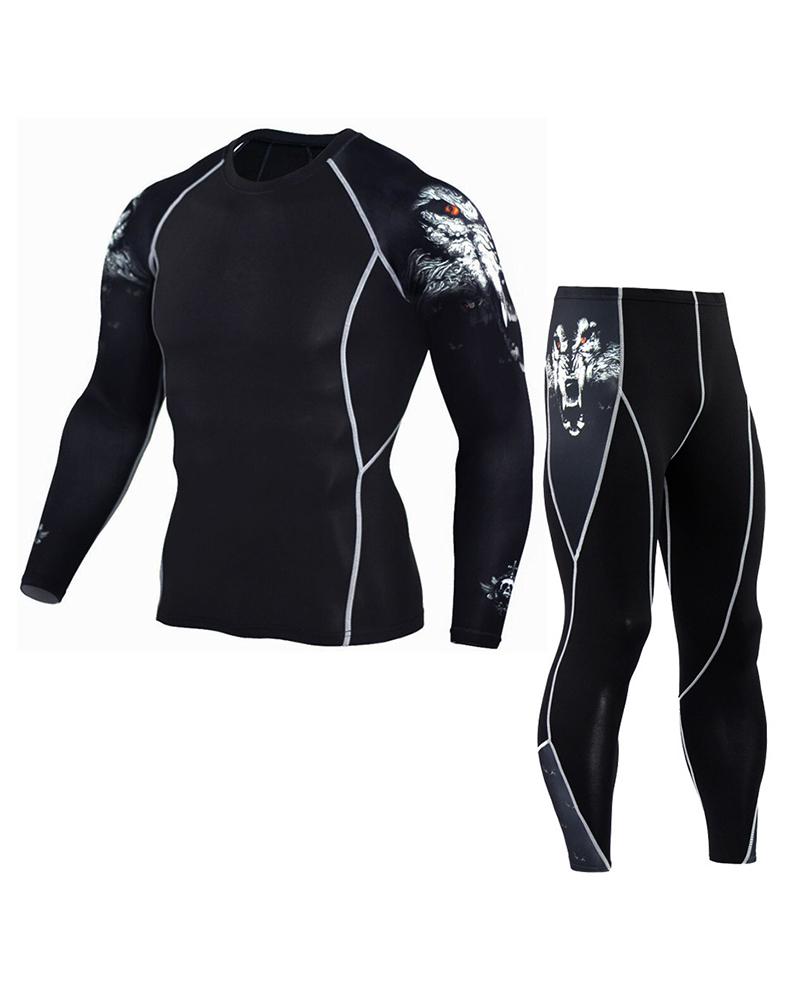 

Cartoon Print Quick-drying And Breathable Skinny Long Sleeve Active Sets, Style1