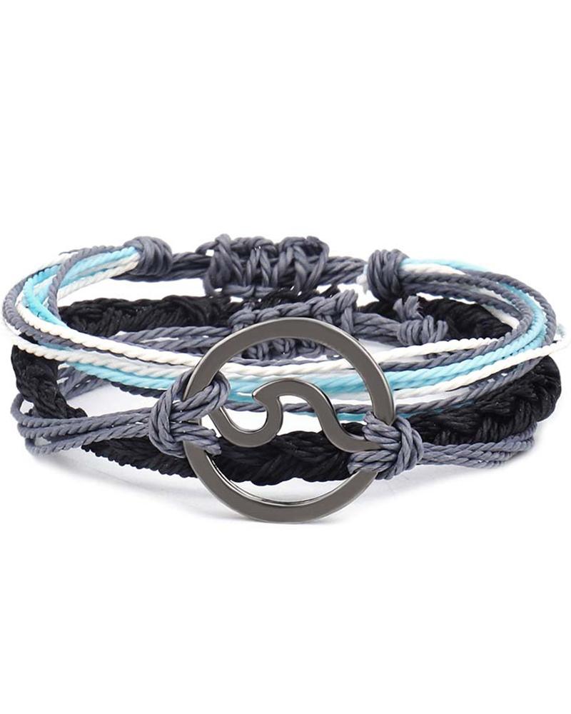 

3pcs Bohemian Colorblock Braided Bracelets Set, Black