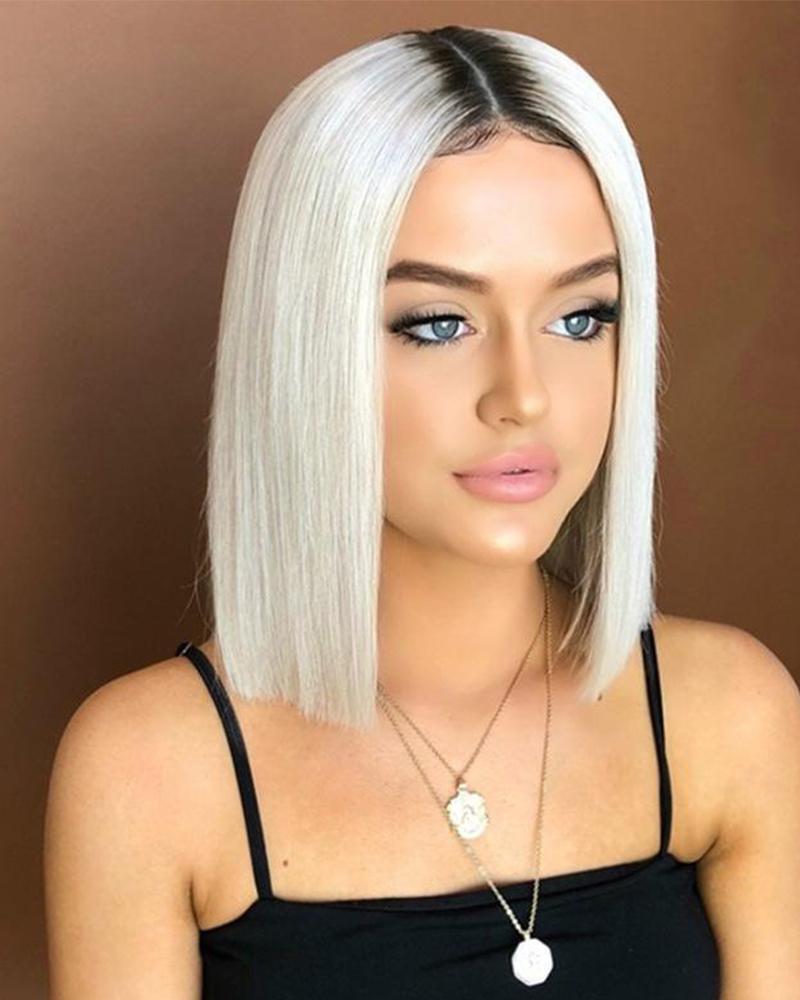 

Silver White Color Short Straight Hair Wig