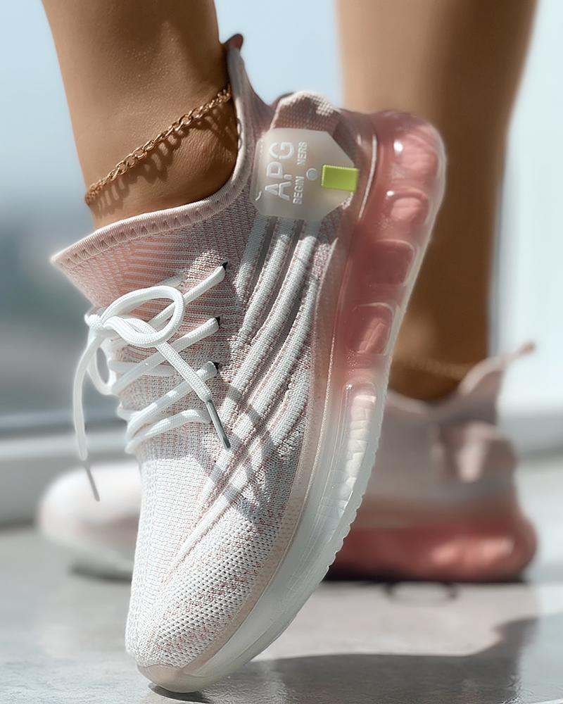 

Ombre Lace-up Breathable Sneakers, Pink