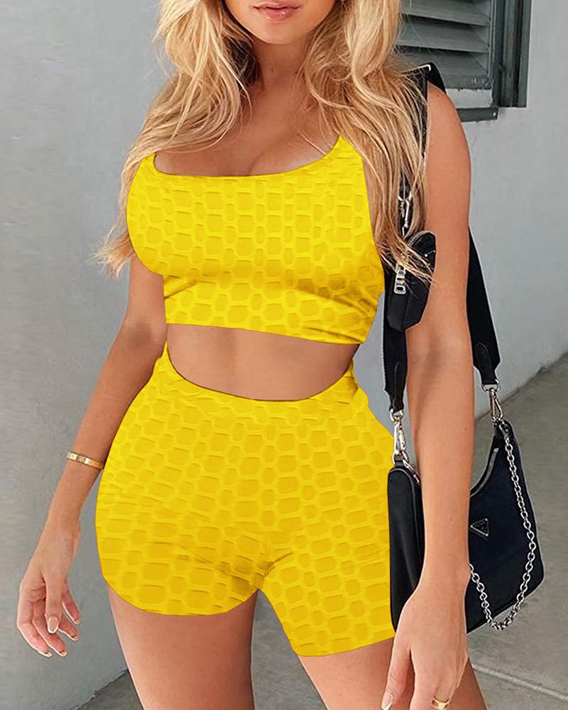 

Bubble Textured High Waist Butt Lifting Active Sets, Yellow