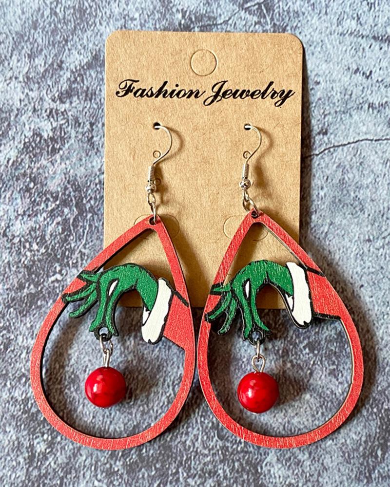 

1Pair Christmas Tree Shaped Drop Earrings, Red