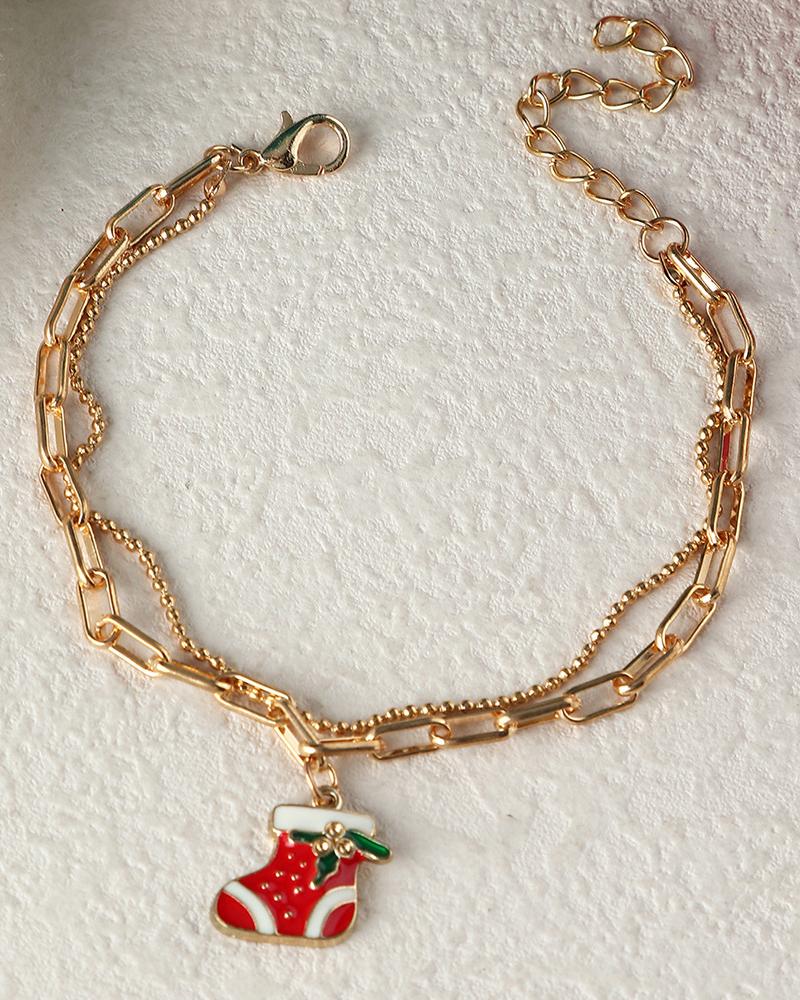 

1pc Christmas Snowman Layered Chain Bracelet, Style4