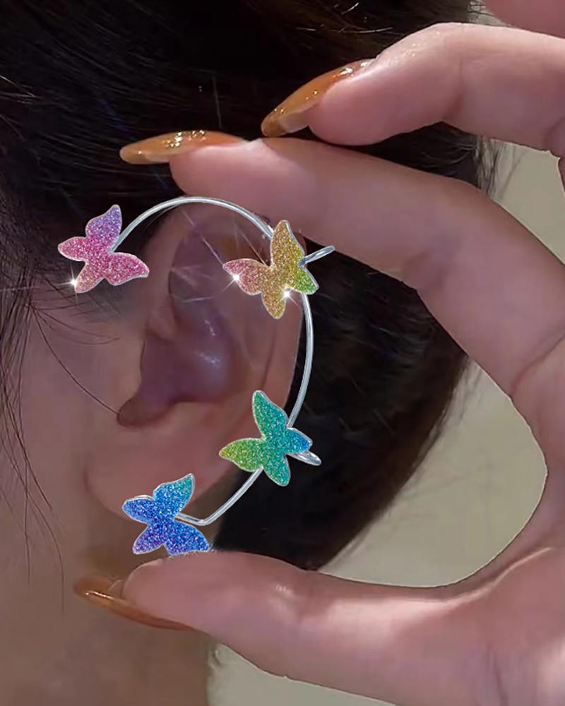 

1pcs Ombre Butterfly Pattern Glitter Ear Climber, Style1