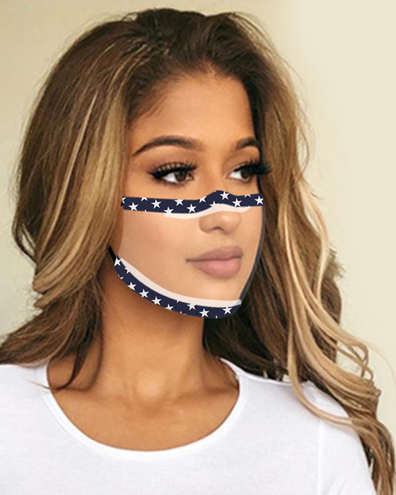 

Star / Plaid / Dot / Camouflage / Solid Visible Face Mask, Style1