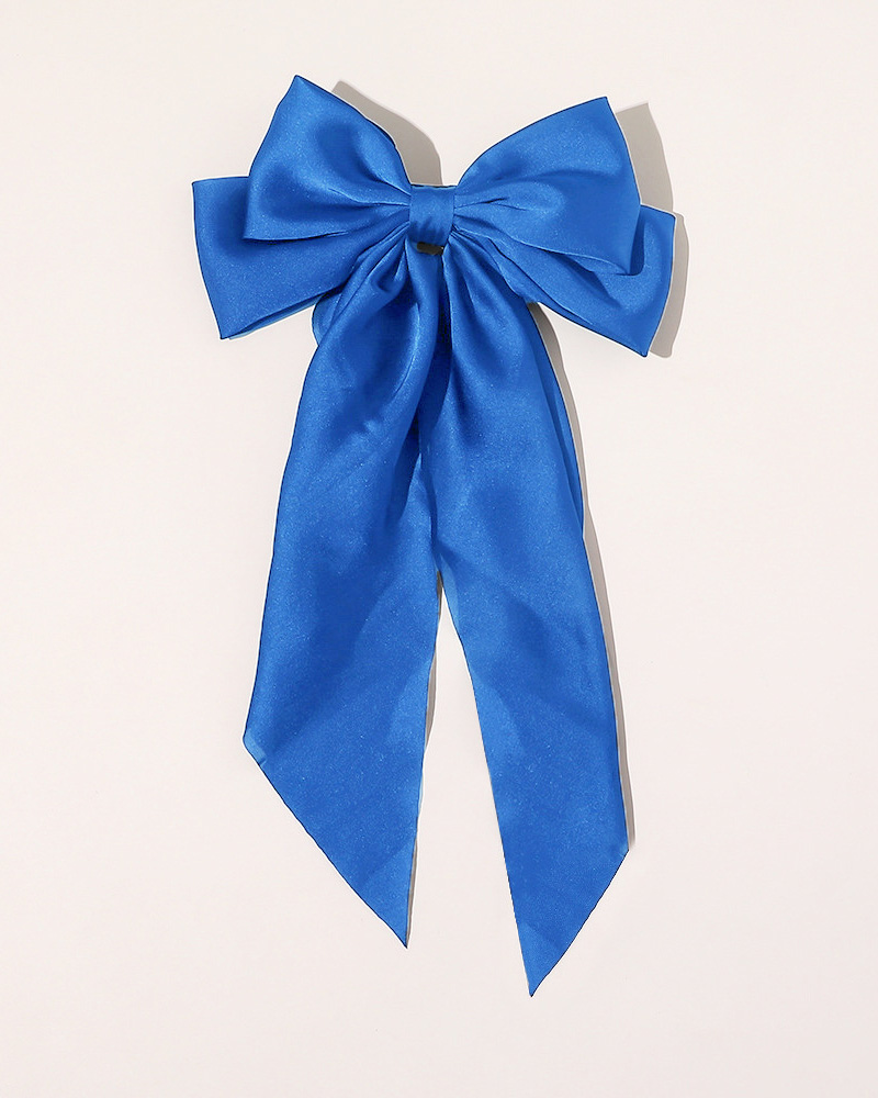 

1pcs Solid Oversized Bowknot Hairgrips Bohemian Satin Hair Clip, Blue