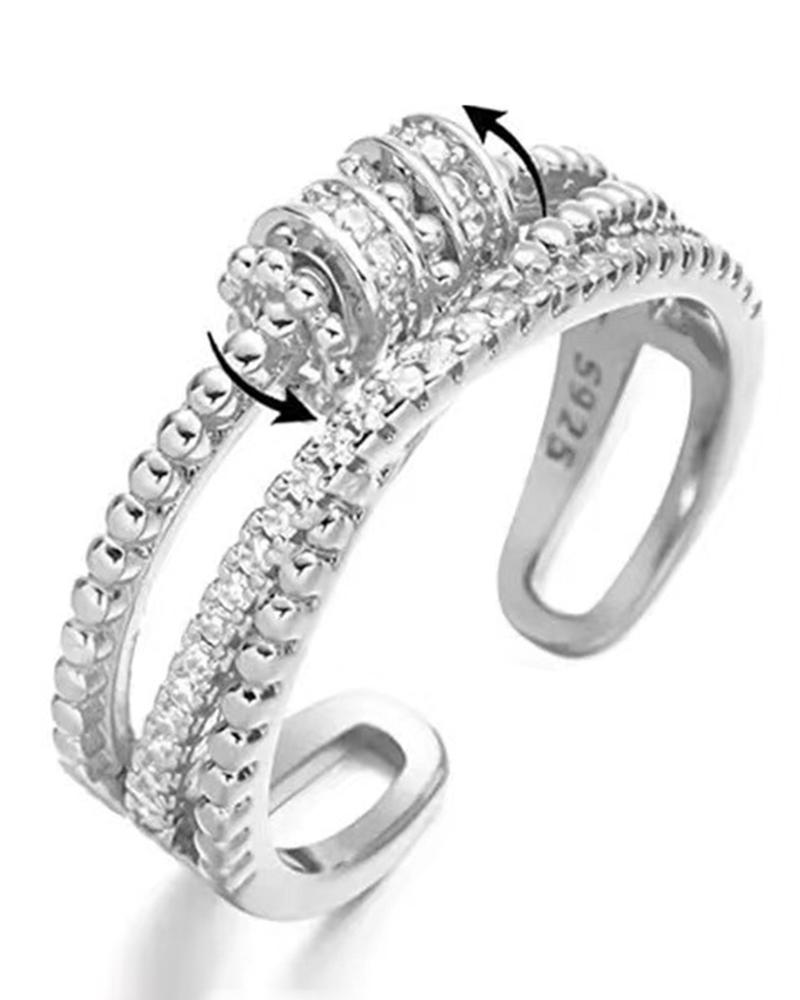 

1pc Mother's Day Rhinestone Spin Detail Ring, Silver