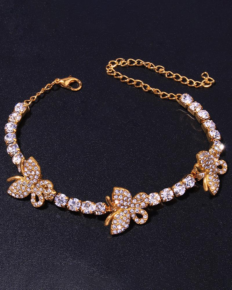 

1pc Butterfly Rhinestone Fashion Jewelry Anklet, Gold