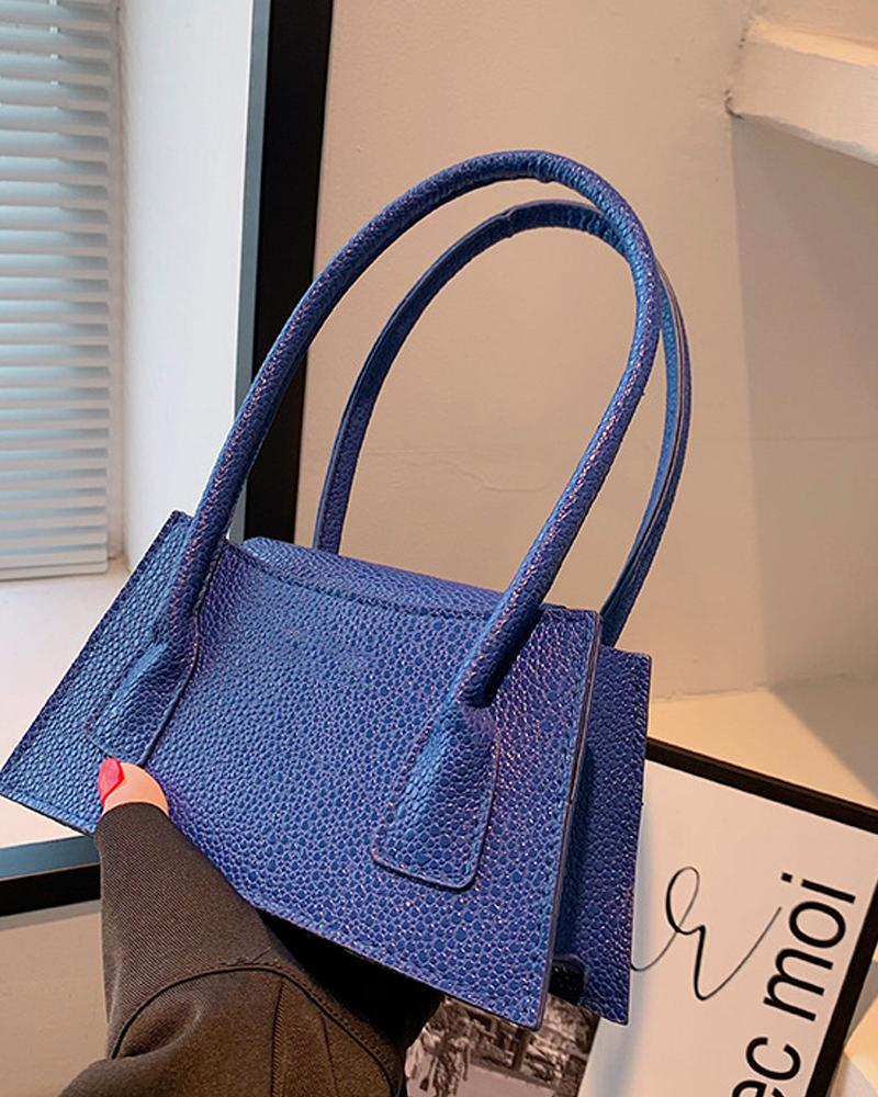 

Croc Embossed Minimalist Handbag, Blue