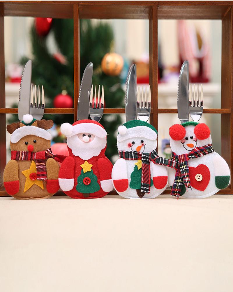 

6PCS/Set Christmas Silverware Holders Tableware Cutlery Fork Spoon Knives Storage Bag Dinner Table Decorations Party Supplies, Style2