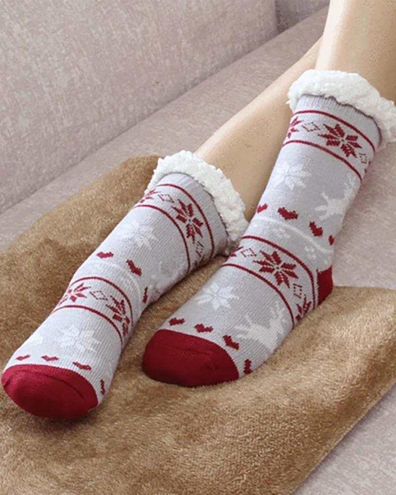 

Christmas Thermal Fleece Slipper Socks, Gray
