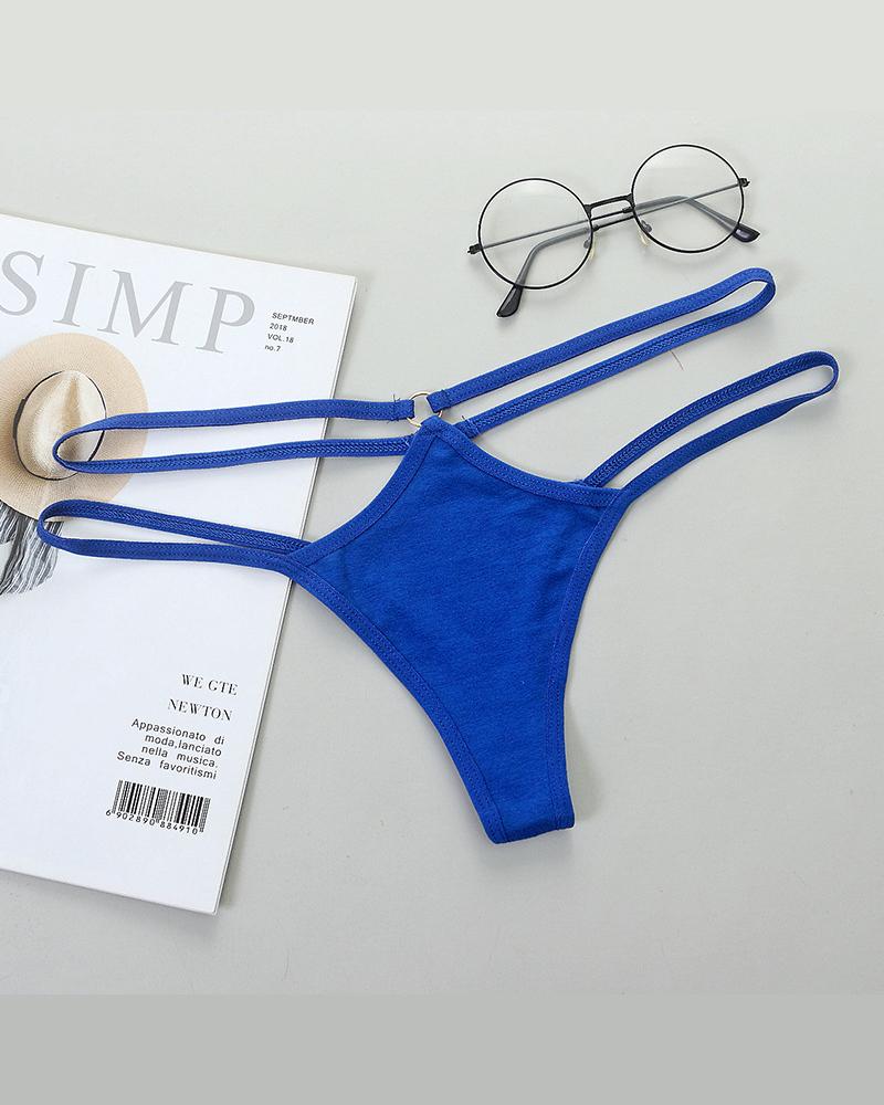 

Sexy Cut-out Splicing O-ring Skinny Low Waist Panties, Blue