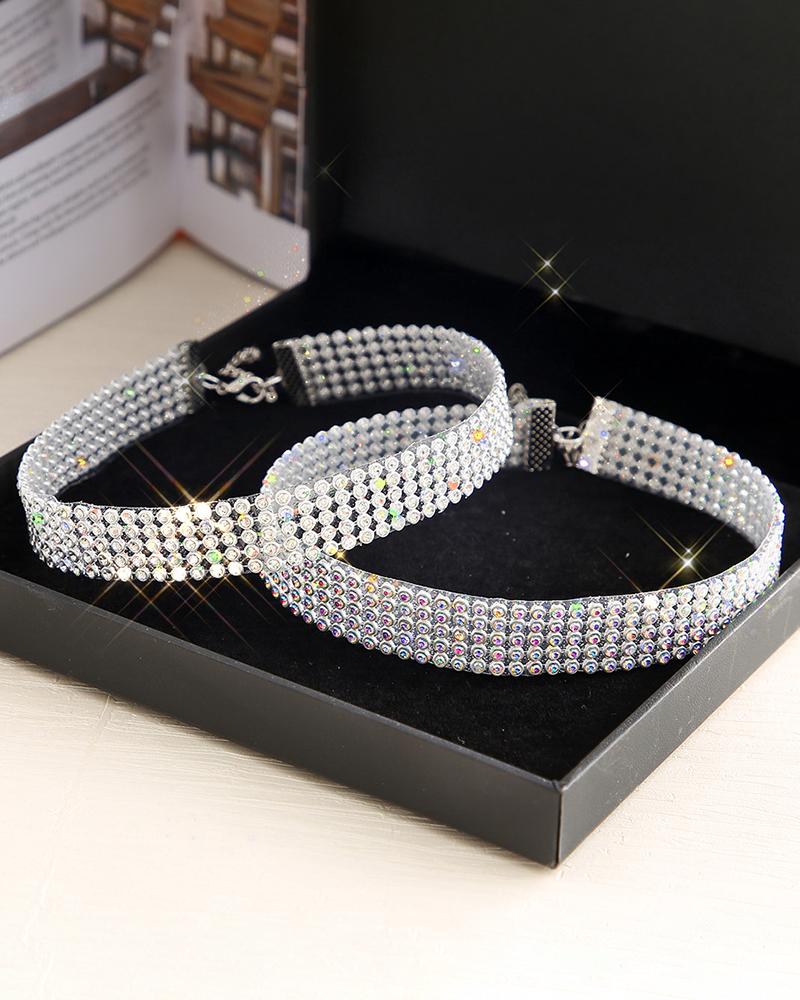 

Crystal Allover Rhinestone Decor Choker, Multicolor