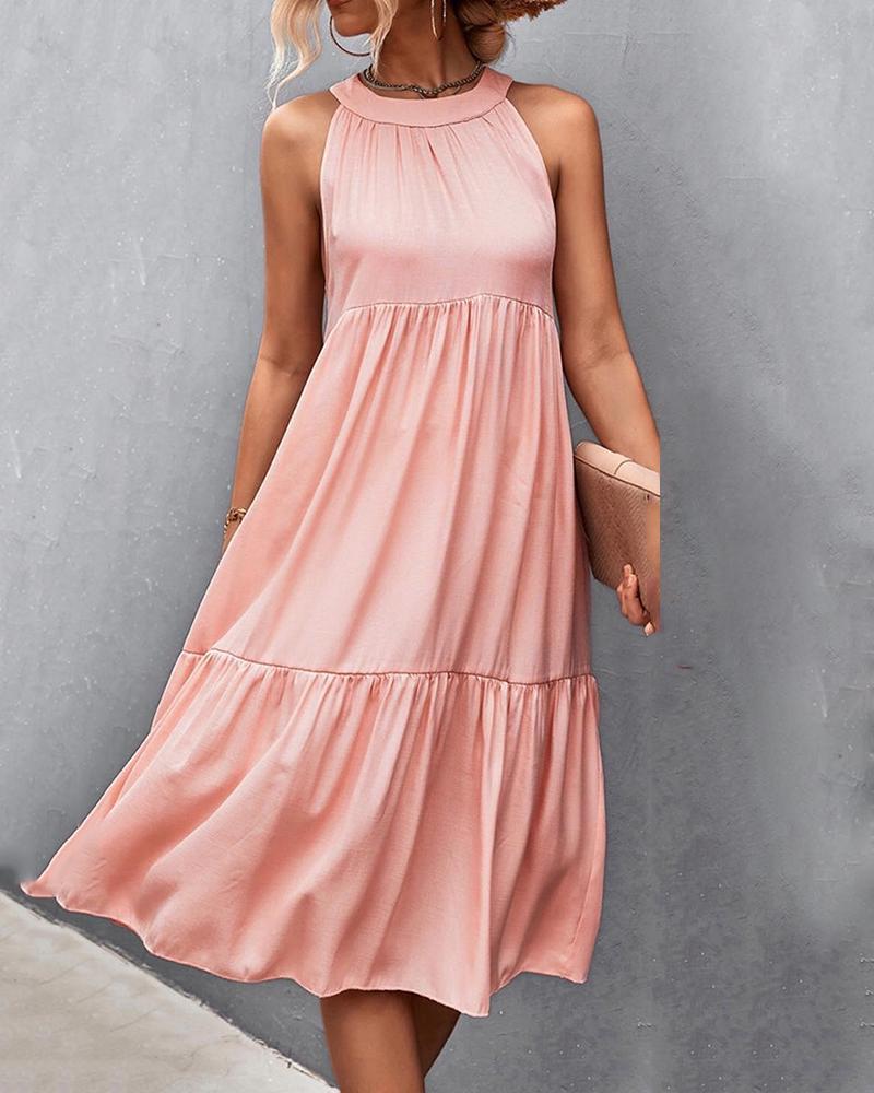 

Pastel Halter Sleeveless Casual Dress, Pink