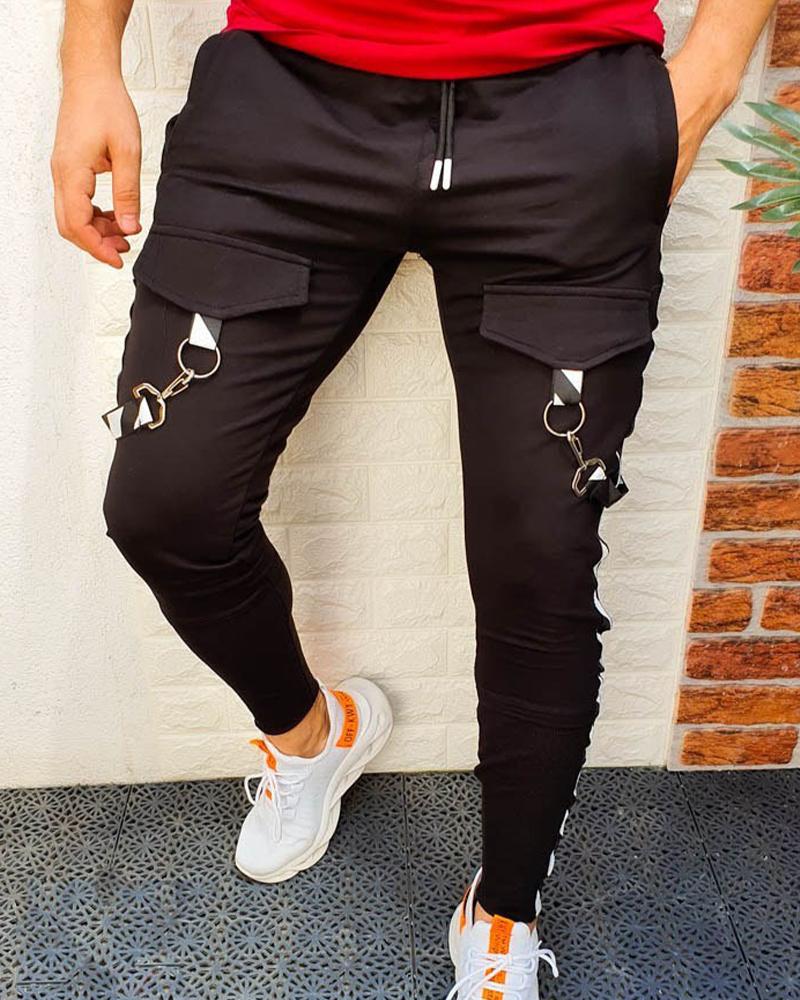 

Casual Color Block Sports Pants, White