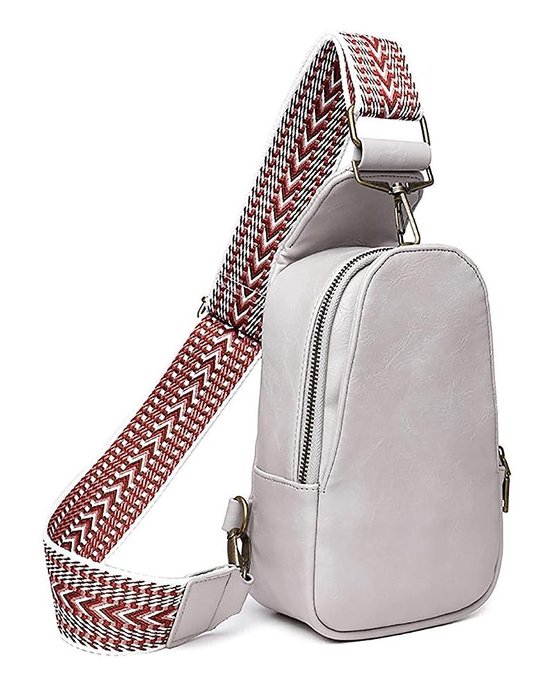 

Aztec Geometric Strap Crossbody Bag Zipper Design Fanny Pack, Gray