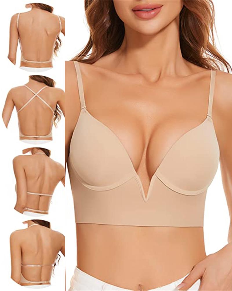 

Plunge Push Up Multiway Smothing Longline Bra, Beige