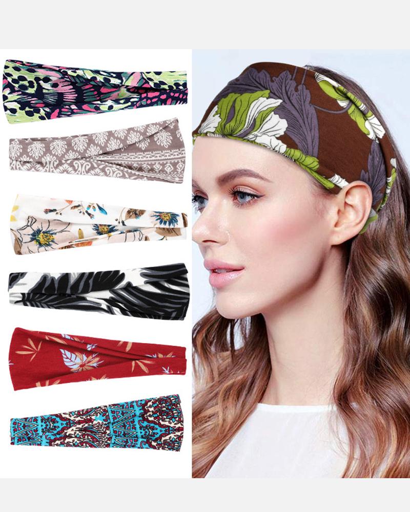 

1pc Bohemian Fashion Wide Headband Yoga Workout Head Wrap, Style1