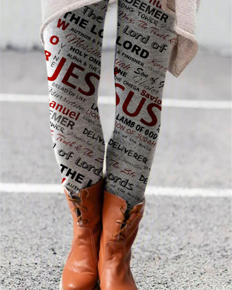 

Christmas Print Elastic Waist Leggings, Style5