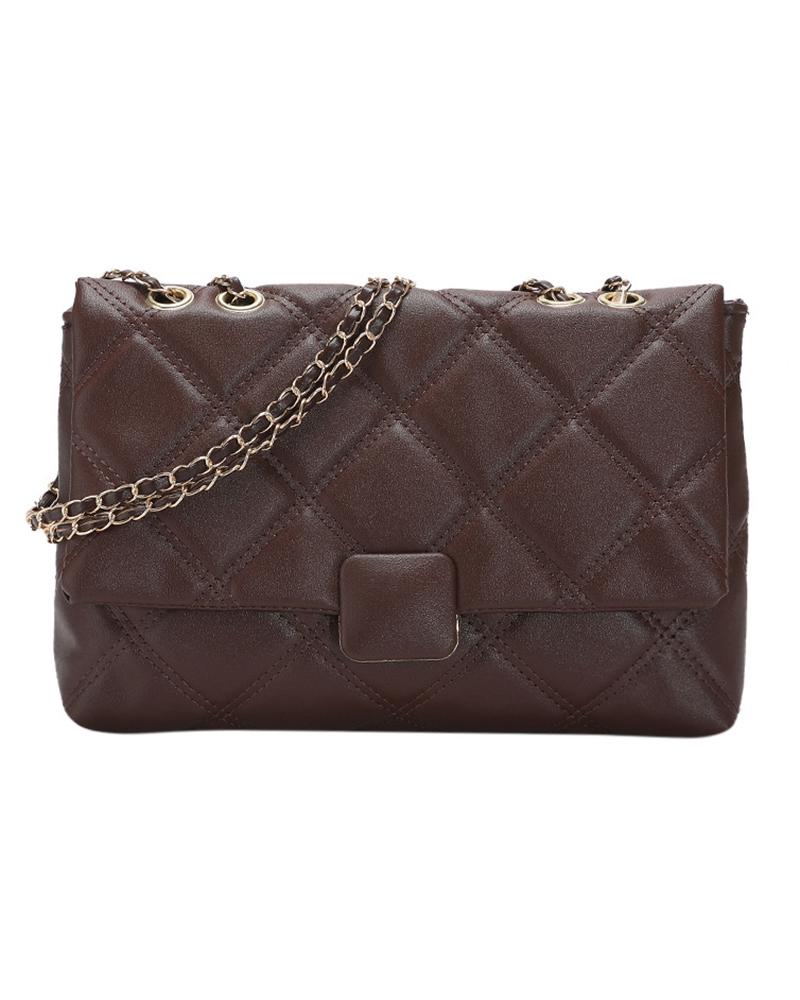 

Quilted Square Flap Shoulder Bag, Coffee