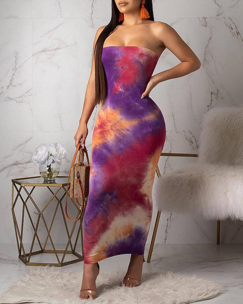 

Colorful Tie Dye Tube Dress, Purple