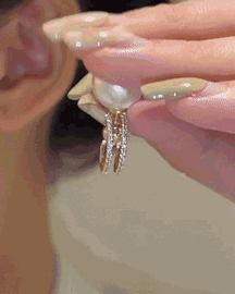 

1Pair Hollow Out Rhinestone Pearl Drop Earrings, White