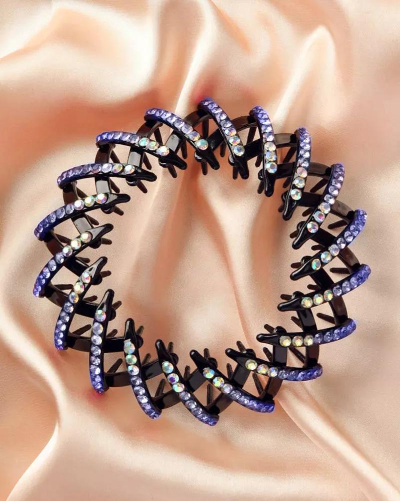 

1pc Rhinestone Ponytail Holder Hair Tie, Blue