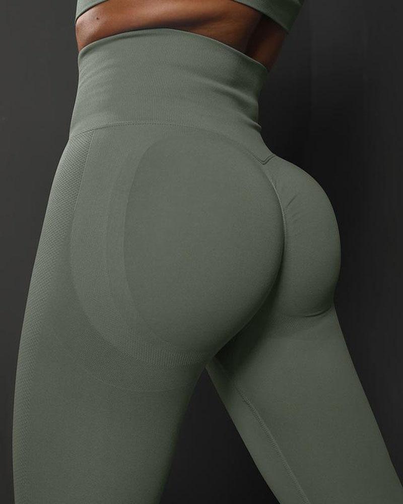 

High Waist Tummy Control Butt Lifting Yoga Pants, Green