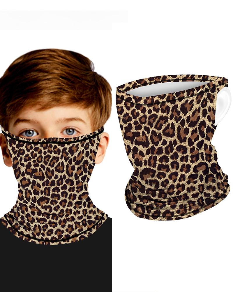 

Leopard Print Breathable Ear Loop Face Bandana Headwrap For Children