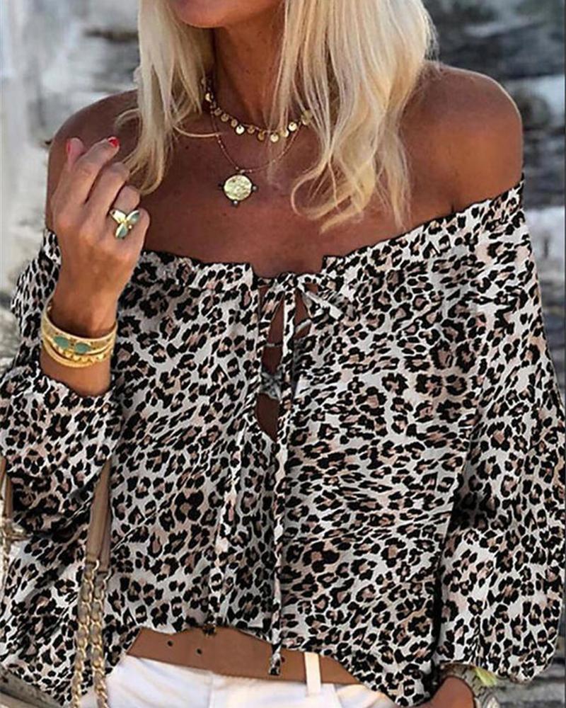 

Slash Neck Printed Floral Long Sleeve Chiffon Blouse, Style1