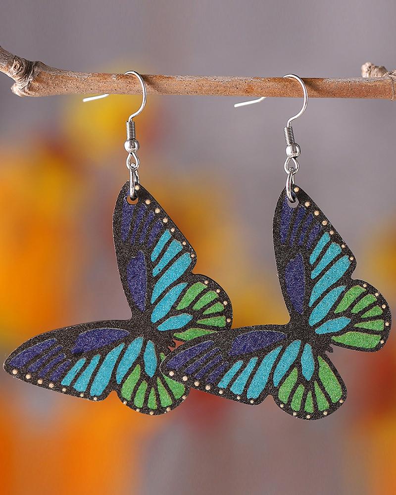 

1Pair Vintage Butterfly Shaped Hook Earrings, Blue