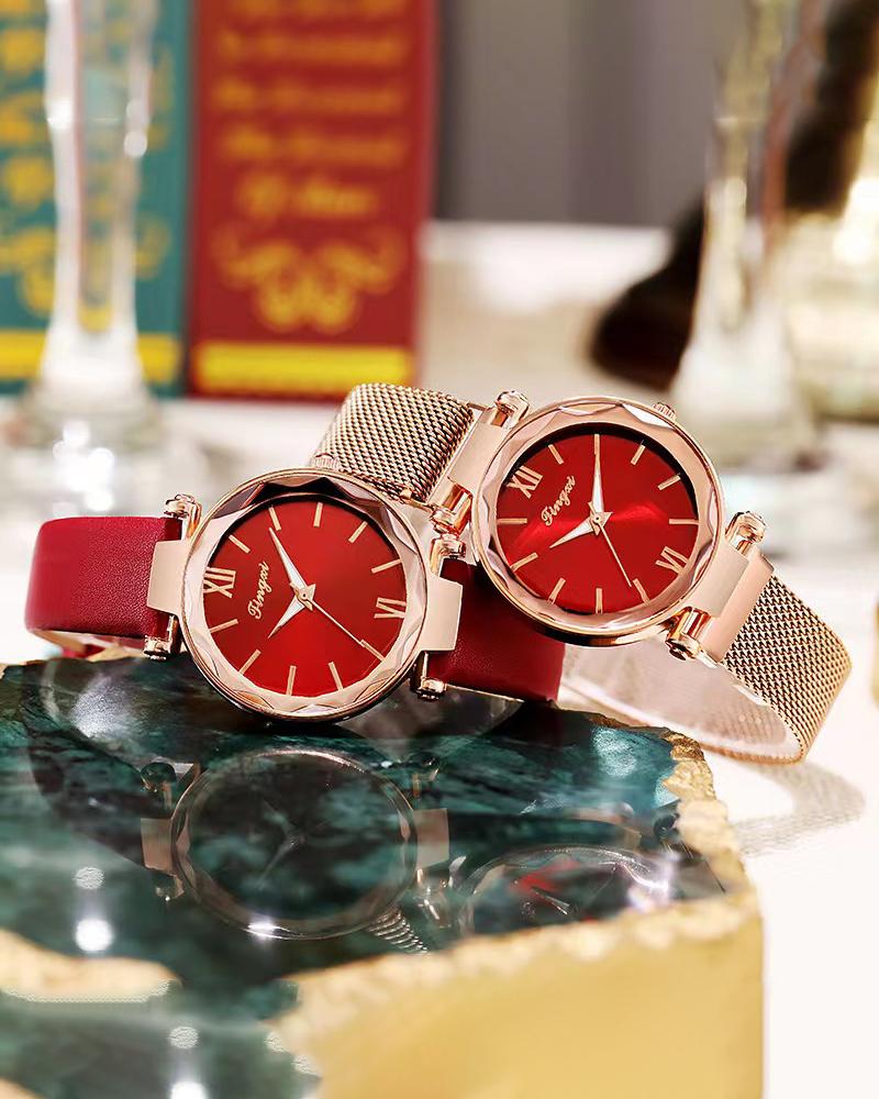 

Mesh Strap Luminous Pointer Quartz Watch, Rose gold