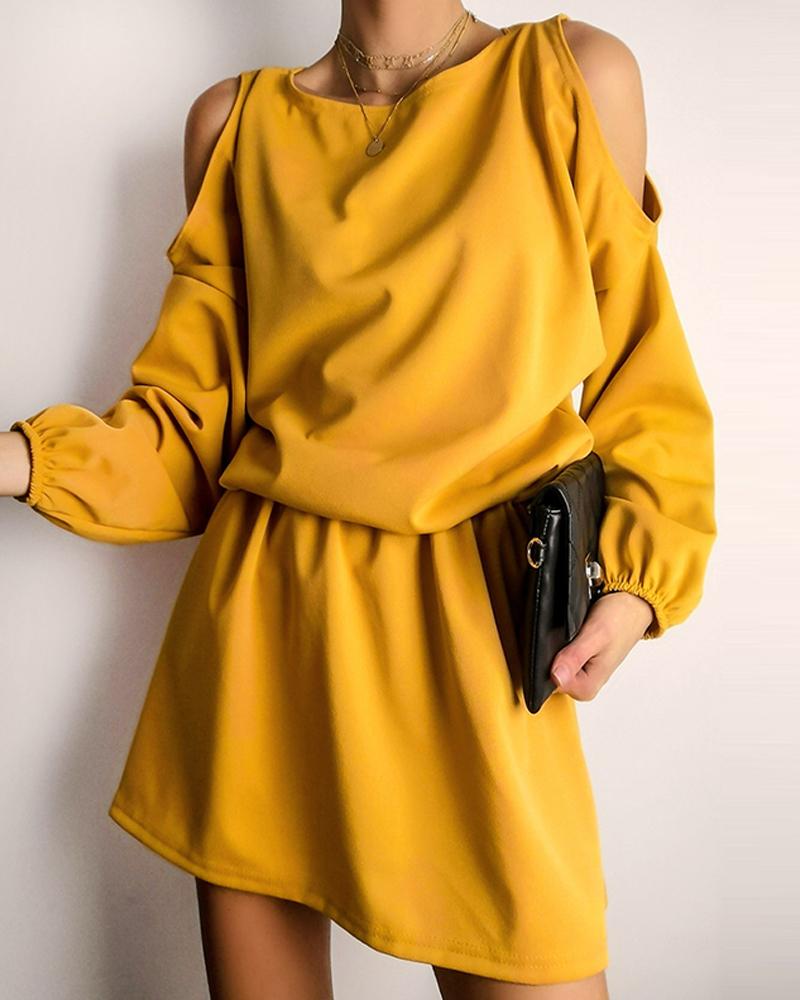 

Cold Shoulder Casual Dress, Yellow