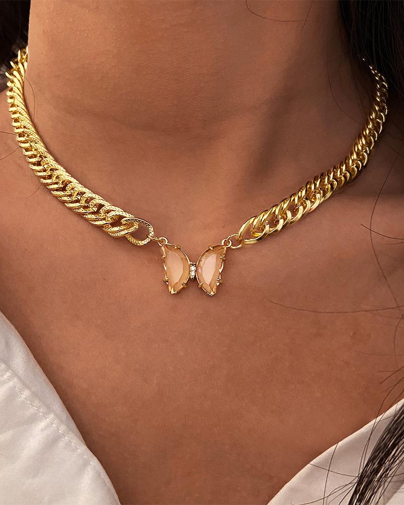 

Retro Clan Butterfly Decor Twisted Choker, Gold